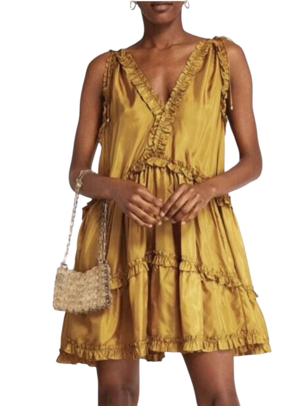 NWT Zimmermann Olive Estelle Draw Frill Mini Dress - Sz 8